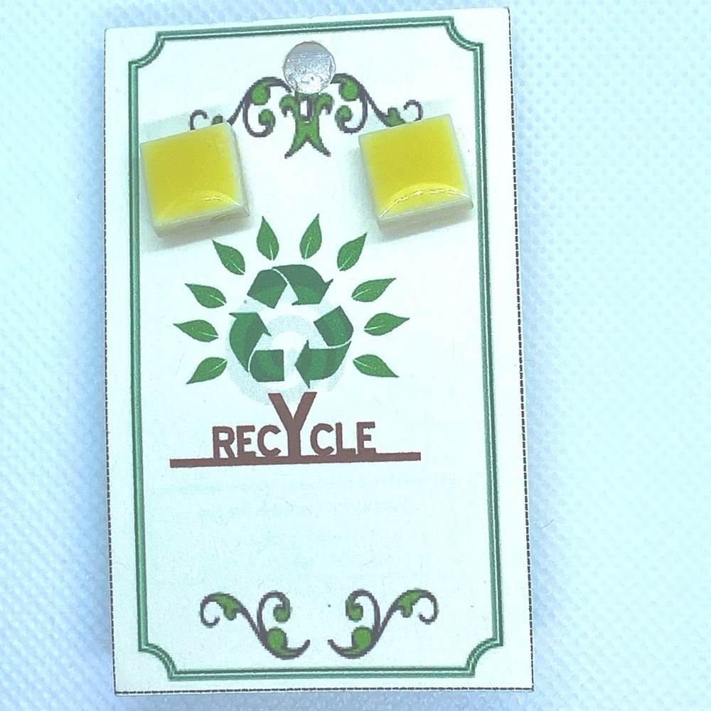 Handmade Yellow Tile Earrings